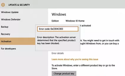 error code 0xc004c003 windows 10 activation