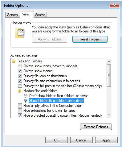Folder options Error 0x800CC92