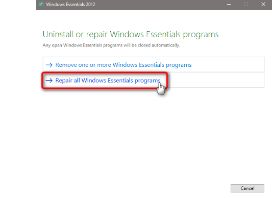 Repair the Windows Repair the Windows