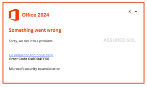 Error Code 0x8004FF56 Error Code 0x8004FF56