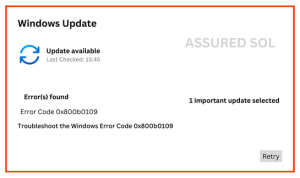 Error Code 0x800b0109
