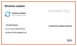 Error code 0x80070070 Error code 0x80070070