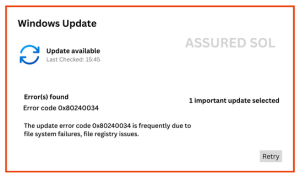 Error code 0x80240034 Error code 0x80240034