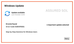 Error Code 0x800f0831 Error Code 0x800f0831