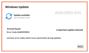 Error Code 0x800f0900 Error Code 0x800f0900